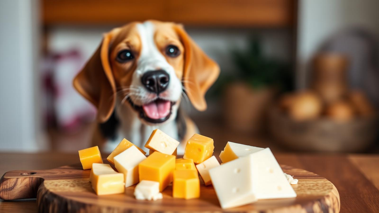 Cheese cubes on a wooden serving board
