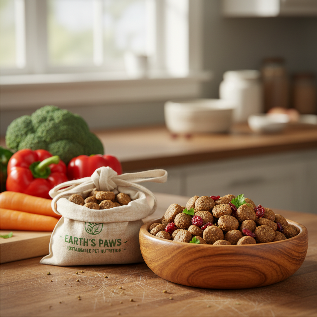 Sustainable insect protein pet food alongside traditional beef kibble