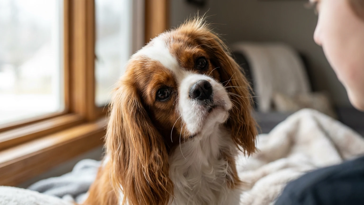 Cocker spaniel tilting its head sideways